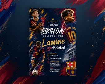 Lamine Yamal Birthday Invitation, Barcelona Soccer Invite, Football Party, Editable Digital Birthday, BBD003