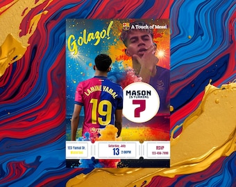 Lamine Yamal Soccer Birthday Invitation Editable Barcelona Party Template Digital Download