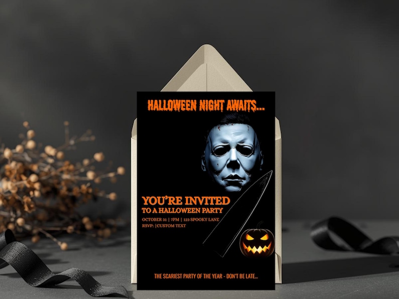 Michael Myers Halloween Invitation Editable Scary Party Template Digital Download image 4