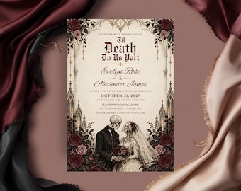Gothic Template, Til Death Do Us Part Invite, Halloween Wedding Invitation, Dark Romance Wedding Printable