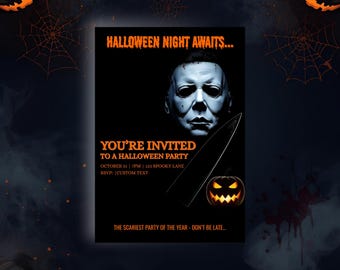 Michael Myers Halloween Invitation Editable Scary Party Template Digital Download