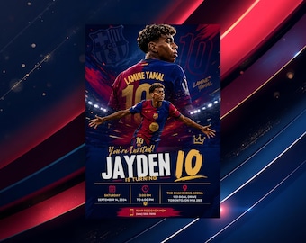 Lamine Yamal Invitation, Soccer Birthday Invite, Barcelona Football Party, Editable Digital Kids Invitation, BBD003
