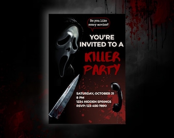 Ghostface Halloween Invitation Editable Horror Party Template Digital Download