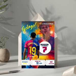 Lamine Yamal Fußball Geburtstagseinladung Bearbeitbare Barcelona Party Vorlage Digitaler Download Bild 4