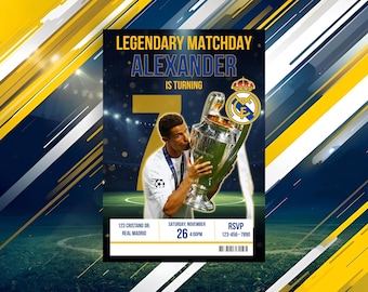 Cristiano Ronaldo Fußball Geburtstagseinladung Bearbeitbar Real Madrid Party Vorlage Digitaler Download, BBD001