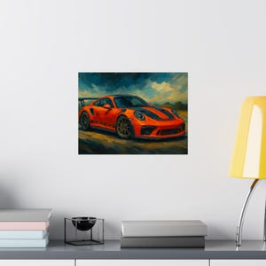 GT3 RS Race Car Poster, Luxury Sports Car Wall Art Print for Garage, Office, or Man Cave