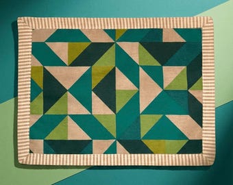 Mosaic Double-Sided Placemat | Cotton Linen Handmade Table Mat | Modern Table Setting