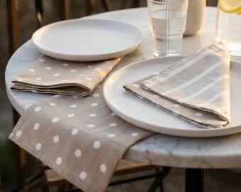 Bej Linen Napkin — Handmade Doublesided Soft Fabric