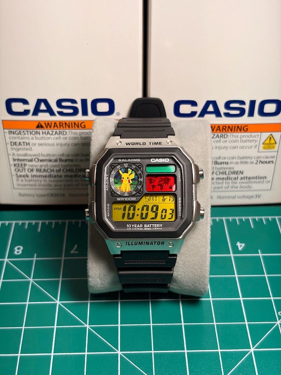 Pikachu - Custom Modded Casio AE-1200 - Etsy