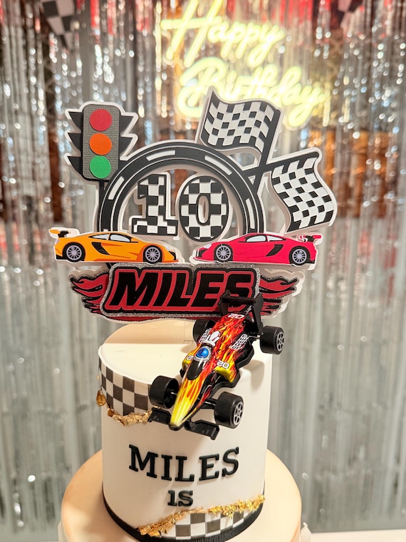 24 Toppers Gâteau Voiture De Course – Décoration Anniversaire Enfant, Drapeaux, En Bambou/carton, Thème Cars