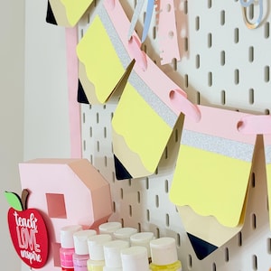 Pencil Banner | Back to School Garland | Classroom Banner | Pegboard