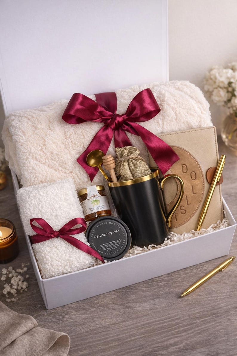 Hygge Self Care Gift Box for Her – Cozy Blanket, Mug & Candle, Ready to Gift image 1