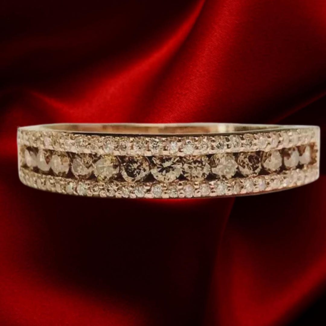 Chocolate Diamond Eternity Ring: 1.50ct Round Cut, Sterling Silver ...