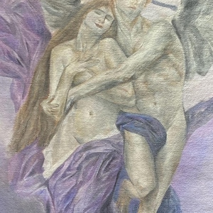 Eros and Psyche-hand painted with oil paint