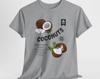 Organic Coconut Graphic Tee: Tropical Island Life Shirt