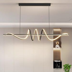 Modern LED Wave Pendant Light: Dimmable Aluminum Chandelier, 100cm