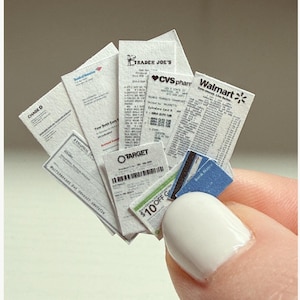 1:12 Scale Dollhouse Office Paperwork Printable | Mini Receipts, Credit Card Statements & Checks PDF