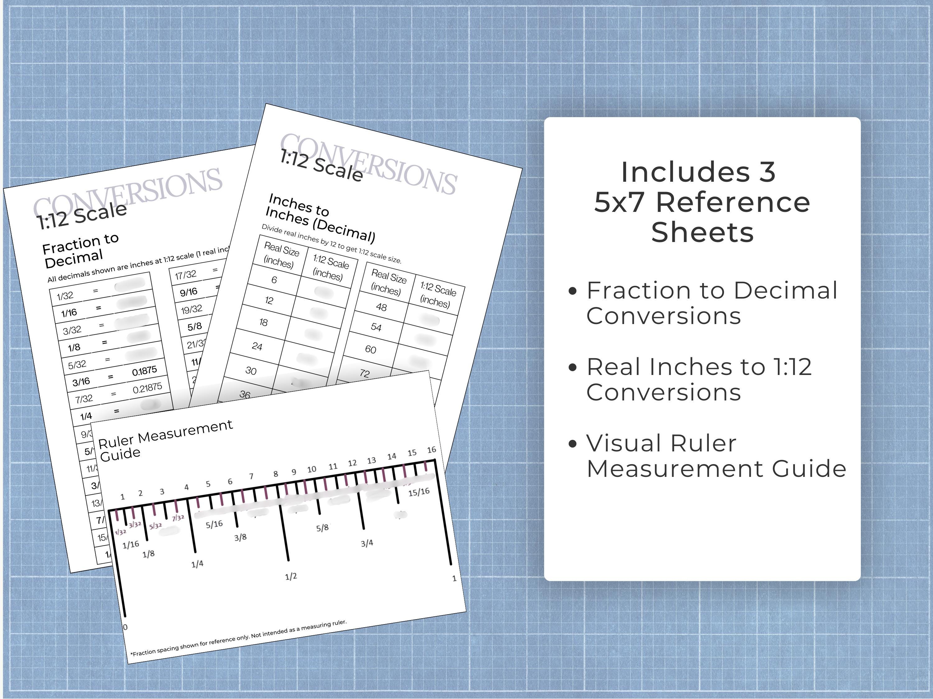 1:12 Scale Conversion Chart Printable Dollhouse Miniature Reference ...