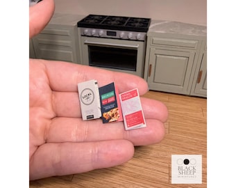Printable 1:12 Dollhouse Restaurant Menus | Miniature Takeout Flyers & Food Packaging PDF