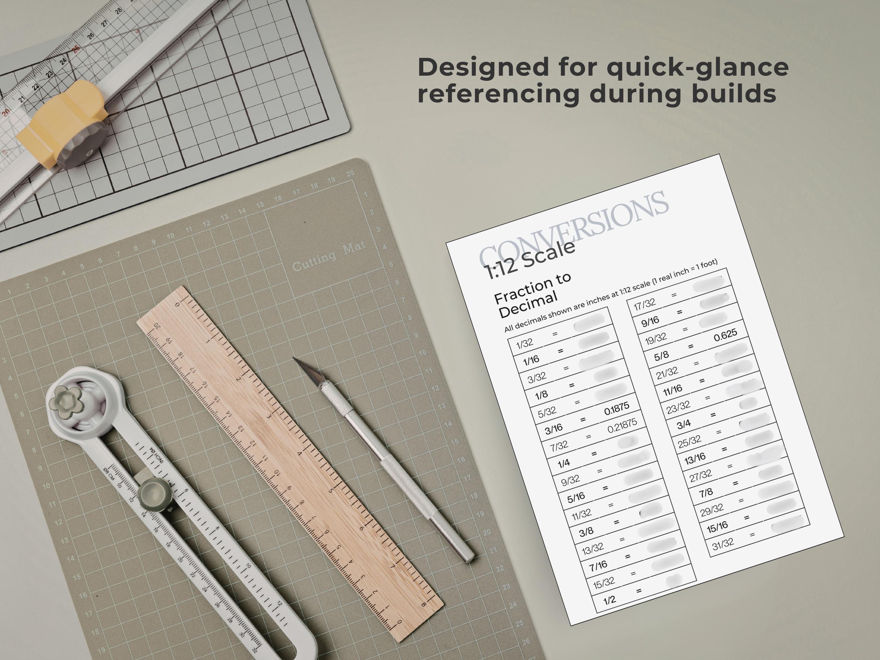 1:12 Scale Conversion Chart Printable Dollhouse Miniature Reference ...