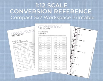 1:12 Scale Conversion Chart | Dollhouse Miniature Reference, Fraction Decimal Guide (Digital Download)