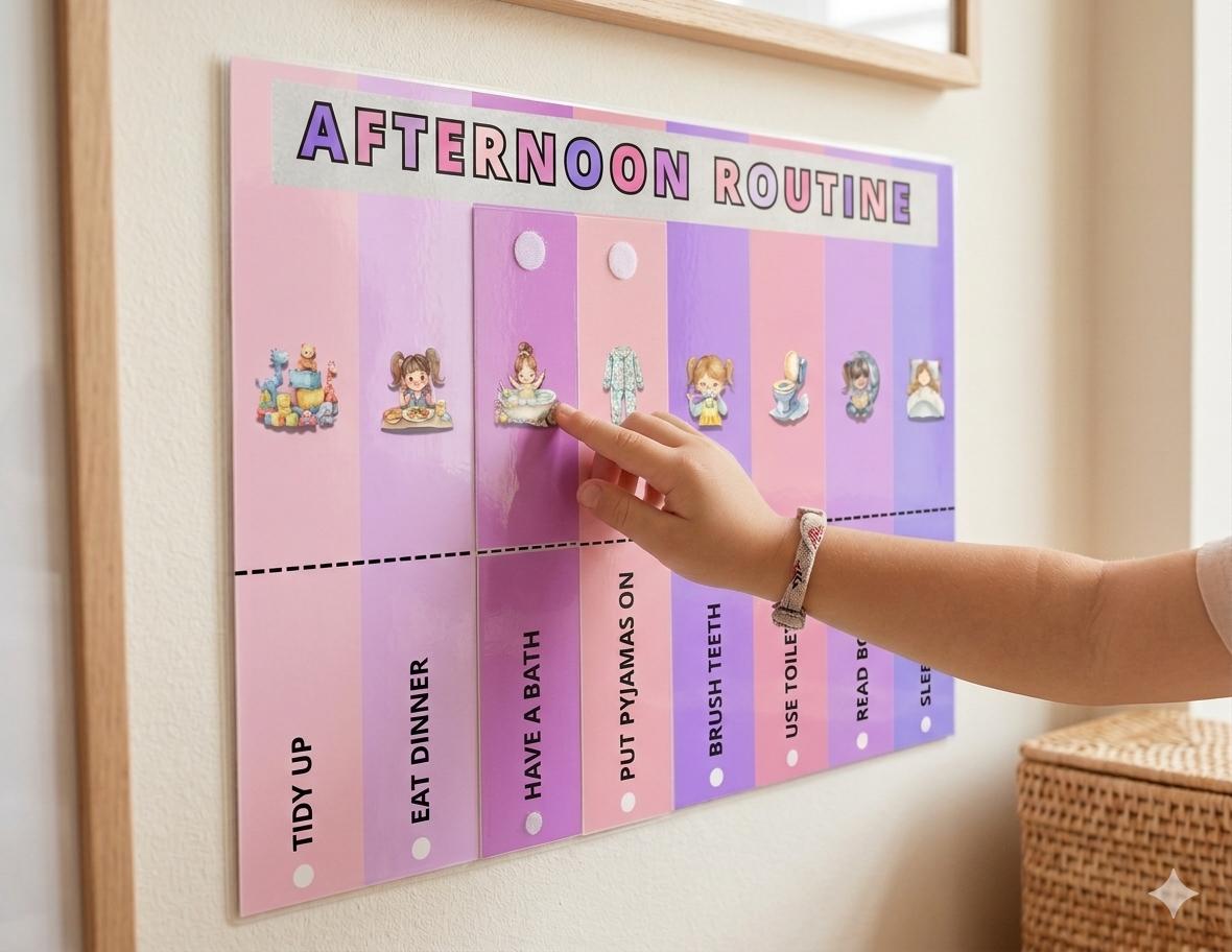 Kids Bedtime & Afternoon Routine Chart | Visual Schedule for ADHD ...