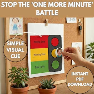 Timer visivo per bambini / Timer di transizione semaforico / Supporto per la routine di autismo e ADHD / Tabella di avviso del tempo per bambini piccoli stampabile