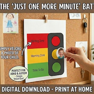 Programma visivo con timer a semaforo / Strumento di transizione per autismo e ADHD (PDF stampabile da scaricare)