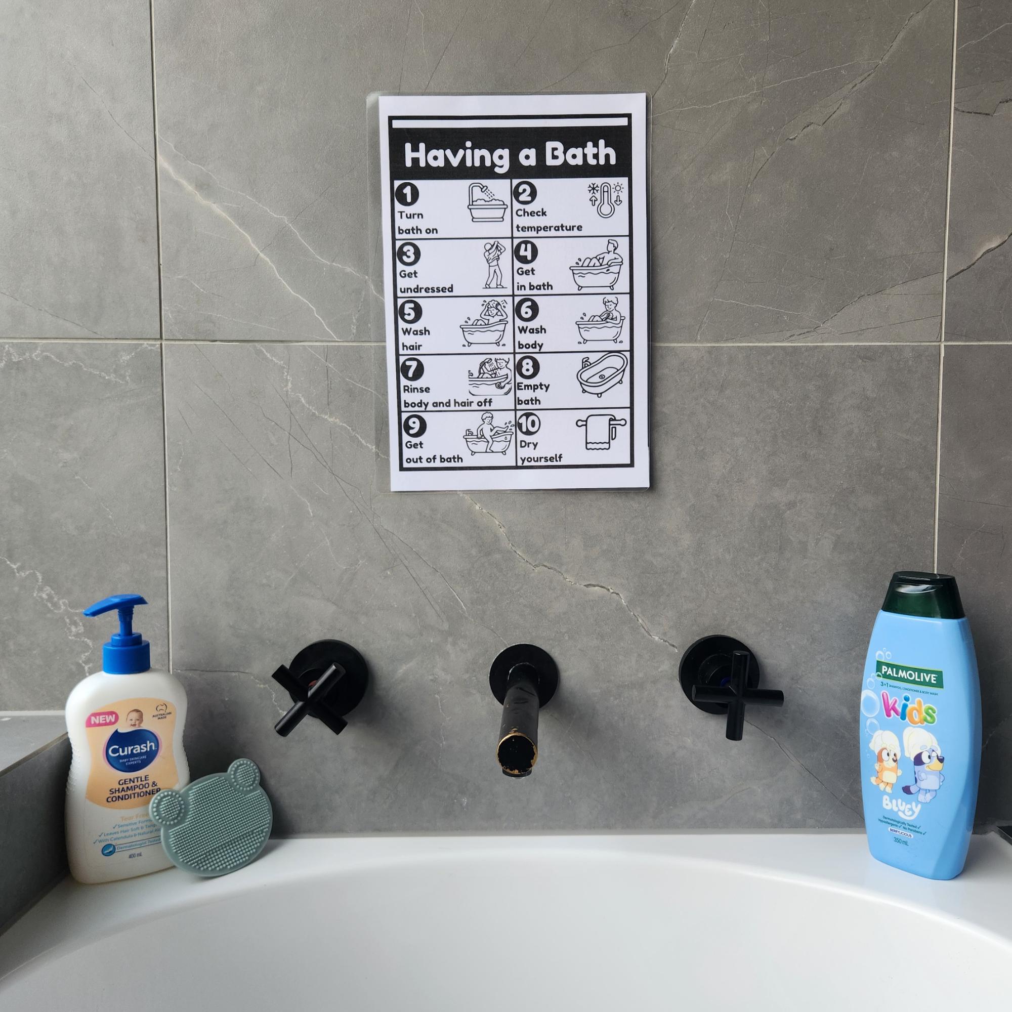 Bath Routine Visual Visual Bath Routine Chart | Autism ADHD Step-by-step Checklist Life ...
