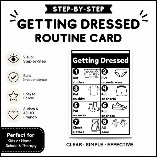 Visuals for Getting Dressed - Etsy