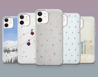Skiën Telefoonhoesje Ski Resort Winter Vakantie Cover voor iPhone 16,15,14,13,12 SamsungS25Fe,S24,S23,S22,A16,A26,Pixel 9Pro,8A,7