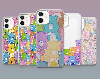 カラフルなクマの携帯電話ケース クマの美的レトロ動物カバー iPhone 16、15、14、13、12 SamsungS25Fe、S24、S23、S22、A16、A26、Pixel 9Pro、8A、7用