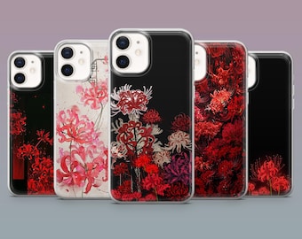 Red Spider Lily Phone Case Lycoris Radiata Dark floral Cover for iPhone 16,15,14,13,12 SamsungS25Fe,S24,S23,S22,A16,A26, Pixel 9Pro,8A,7