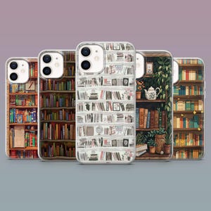 Bookshelf Phone Case Library Art Vintage Bookish Cover for iPhone 16,15,14,13,12 SamsungS25Fe,S24,S23,S22,A16,A26, Pixel 9Pro,8A,7