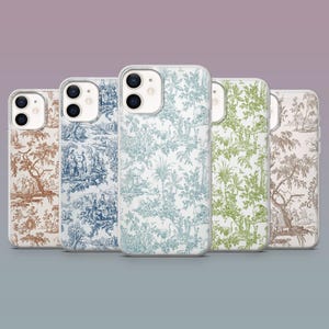 French Toile Phone Case Vintage Parisian Floral Cover for iPhone 16,15,14,13,12 SamsungS25Fe,S24,S23,S22,A16,A26, Pixel 9Pro,8A,7