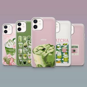 Matcha Handytasche Green Tea Green Aesthetic Cover für iPhone 16,15,14,13,12 SamsungS25Fe,S24,S23,S22,A16,A26, Pixel 9Pro,8A,7