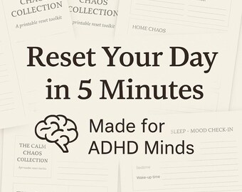 ADHD Daily Reset Planner | Printable Self-Care Toolkit | 9-Page Calm Chaos Collection PDF