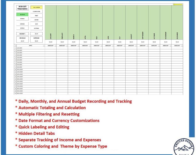 Budget Tracker (English) (PC Excel): Income & Expense Management Spreadsheet