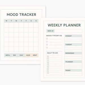 Planificateur de soins personnels | Journal de productivité | Suivi de l&#39;humeur quotidien | Organisateur de fixation d&#39;objectifs | Routine du matin et du soir | Téléchargement numérique