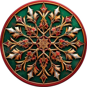 Corona digital de copos de nieve invernales: Imprimible colorido para las fiestas (archivo digital PNG)