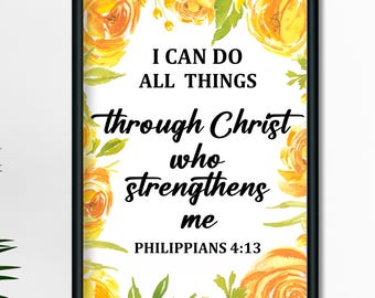 I Can Do All Things Through Christ Canvas | Christian Wall Art | Bible Verse Print | Philippians 4:13 Scripture Decor| Inspirational Gift |