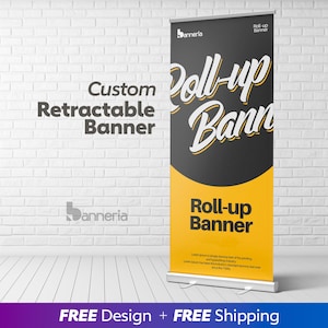 Retractable Banner – Custom Roll Up Banner for Events, Trade Shows, Business or Weddings – Printed & Ready to Display Retractable Banner