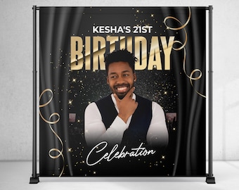 Custom Birthday Party Backdrop – Personalized Photo Booth Banner