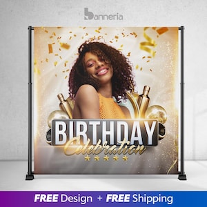 Custom Birthday Backdrop - Personalized Party Banner - Photo Backdrop for Kids and Adults - Digital Printable or Printed Decor