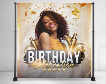 Custom Birthday Party Backdrop – Personalized Photo Booth Banner