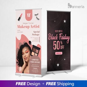 Retractable Banner – Custom Roll Up Banner for Events, Trade Shows, Business or Weddings – Printed & Ready to Display Retractable Banner