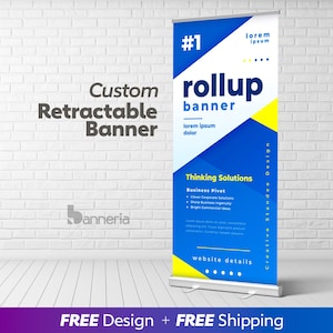 Retractable Banner – Custom Roll Up Banner for Events, Trade Shows, Business or Weddings – Printed & Ready to Display Retractable Banner