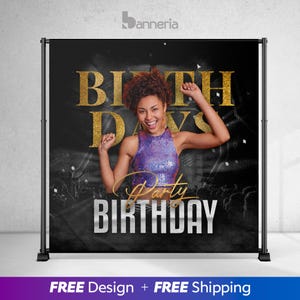 Sfondo di compleanno personalizzato - Striscione per feste personalizzato - Sfondo fotografico per bambini e adulti - Decorazione stampabile o stampabile digitale