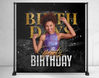 Custom Birthday Party Backdrop - Personalized Photo Booth Banner