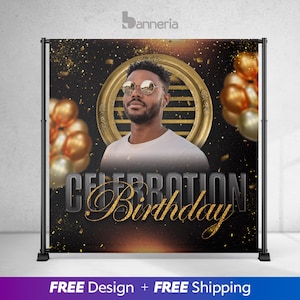 Custom Birthday Backdrop - Personalized Party Banner - Photo Backdrop for Kids and Adults - Digital Printable or Printed Decor